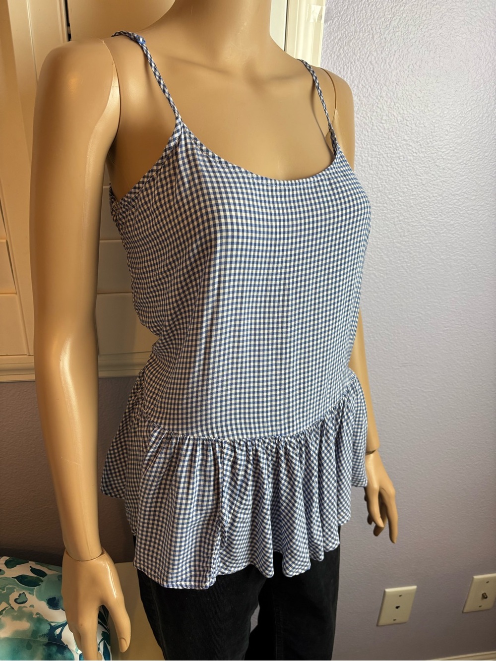 Old Navy Blue Gingham Ruffled Hem Camisole